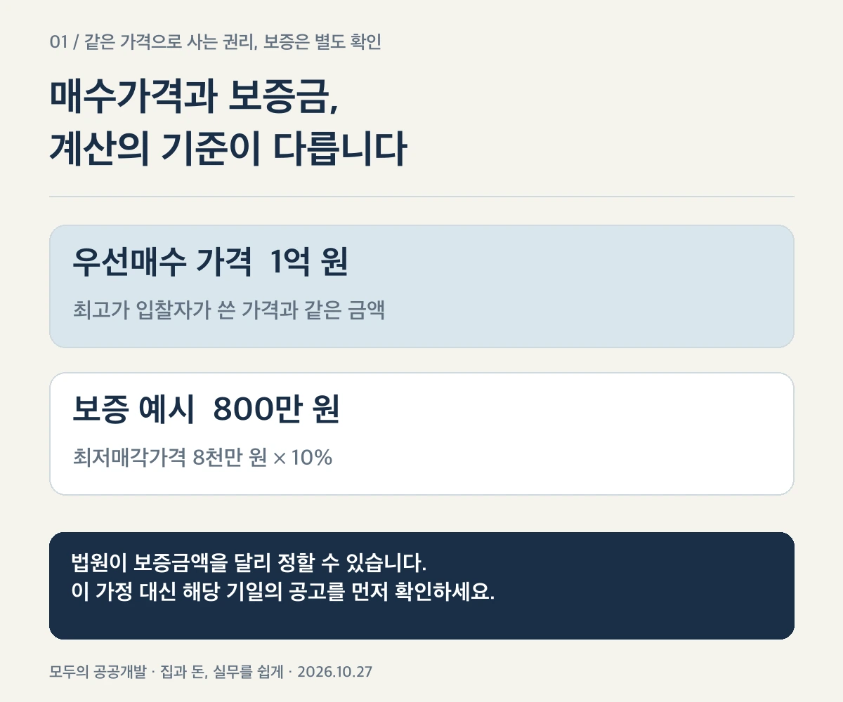 최고가1억원과 최저가8천만원 기준 보증800만원을 구분하는 가상 계산도