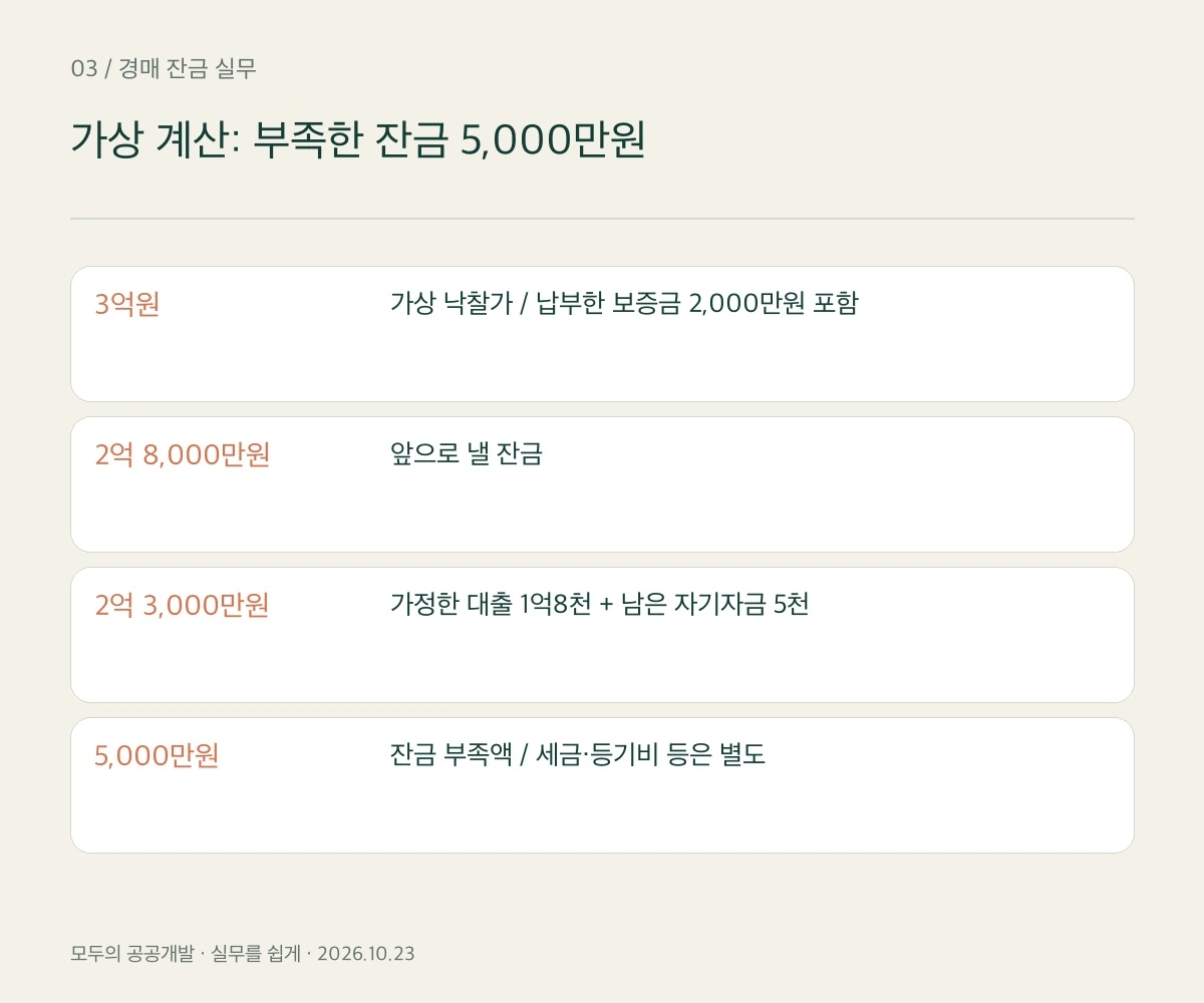가상 잔금 부족액 계산 설명도