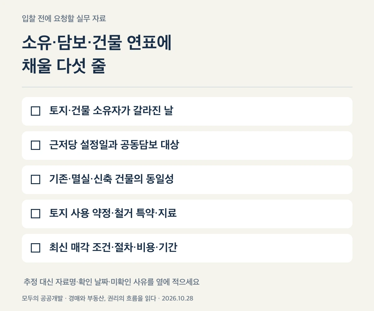 토지경매에서 소유·담보·건물 연표에 확인할 실무 자료 다섯 항목