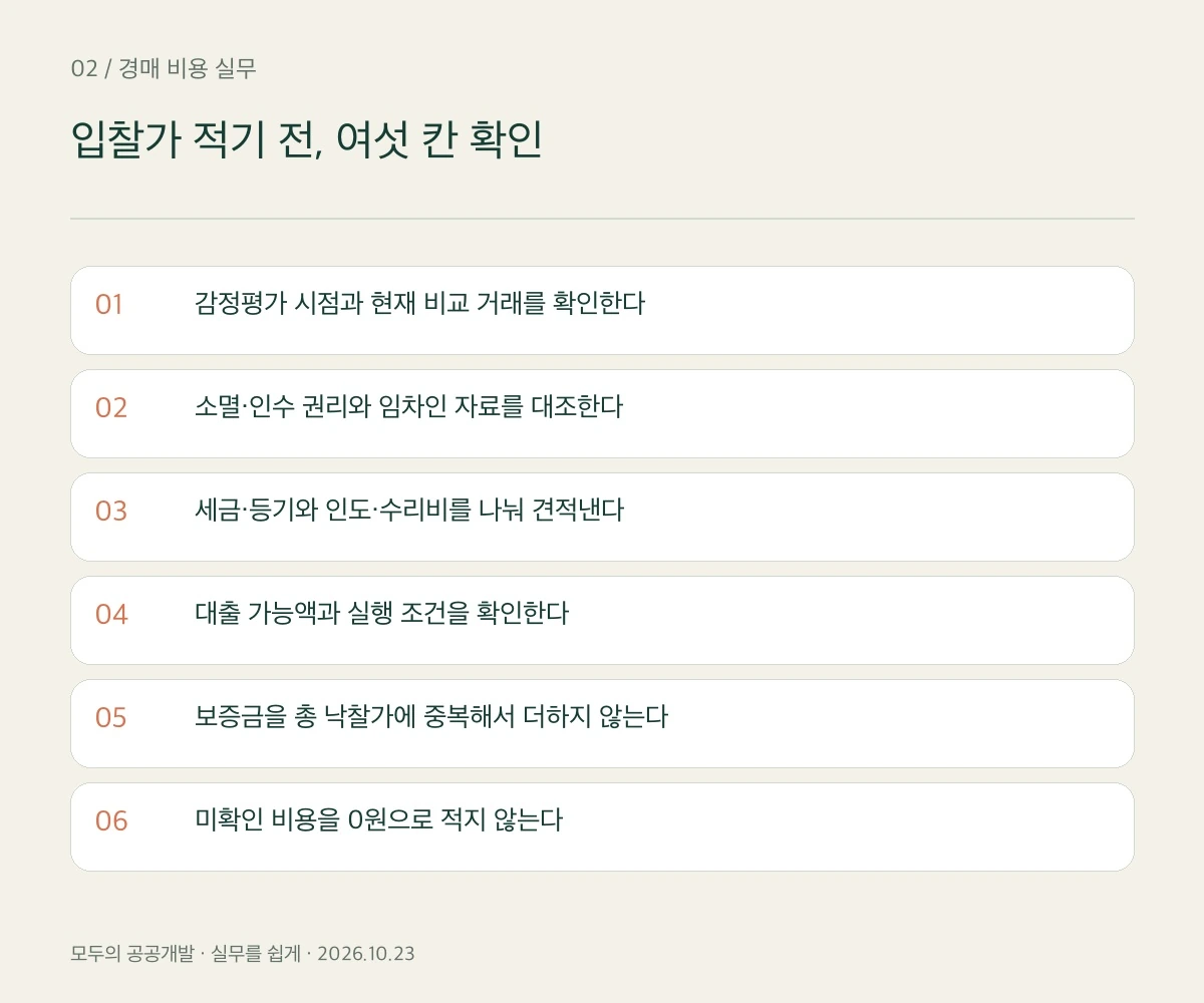 경매 입찰 전 비용 체크리스트